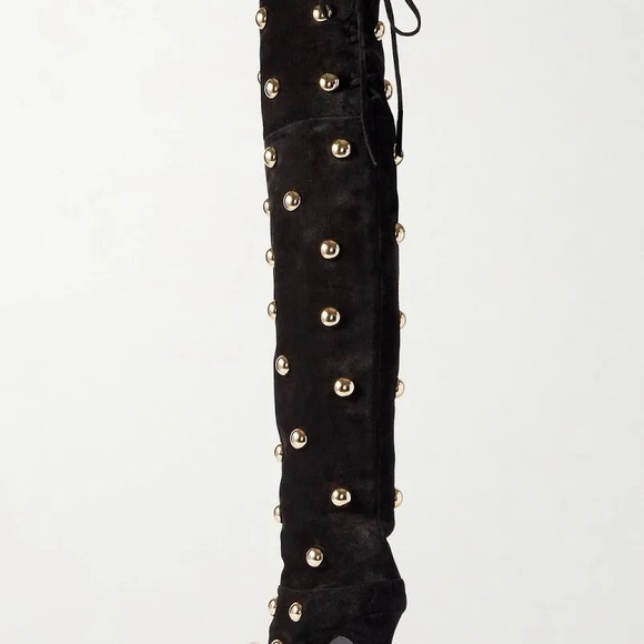 Chloe Black Heeled Boots with Gold Studs - Picture 7 of 7
